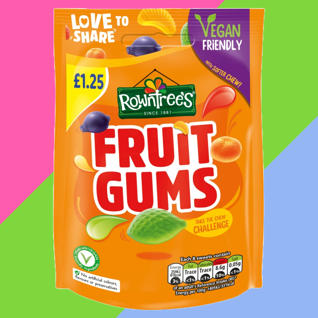 Rowntree's Fruit Gums Vegan Friendly Sweets Sharing Bag 10x120g PMP £1.25