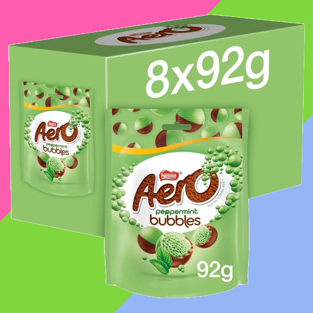 Aero Bubbles Peppermint Milk Chocolate Sharing Bag 8x92g