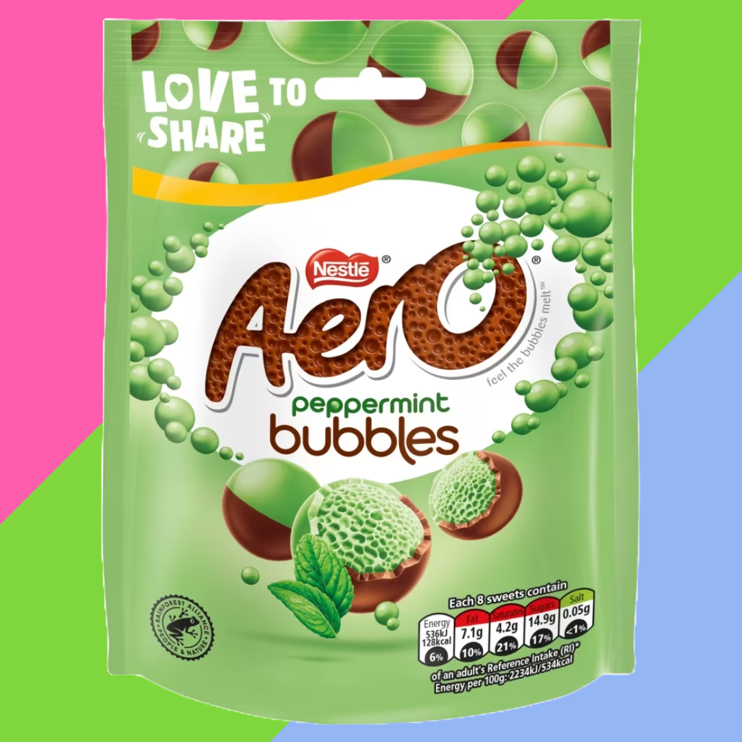 Aero Bubbles Peppermint Milk Chocolate Sharing Bag 8x92g