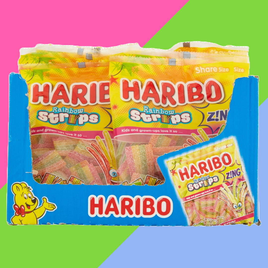 Haribo Rainbow Strips Z!ng Share Bags 12x130g