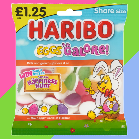 Haribo Eggs Galore Fruit Flavour Jelly & Foam Sweets Sharing Bag 12x140g