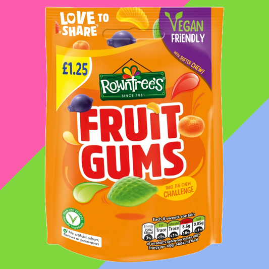 Rowntree's Fruit Gums Vegan Friendly Sweets Sharing Bag 10x120g PMP £1.25