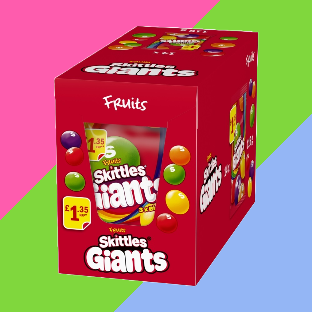 Skittles Giants Vegan Chewy Sweets Fruit Flavoured Treat Bag £1.35 PMP 14x116g