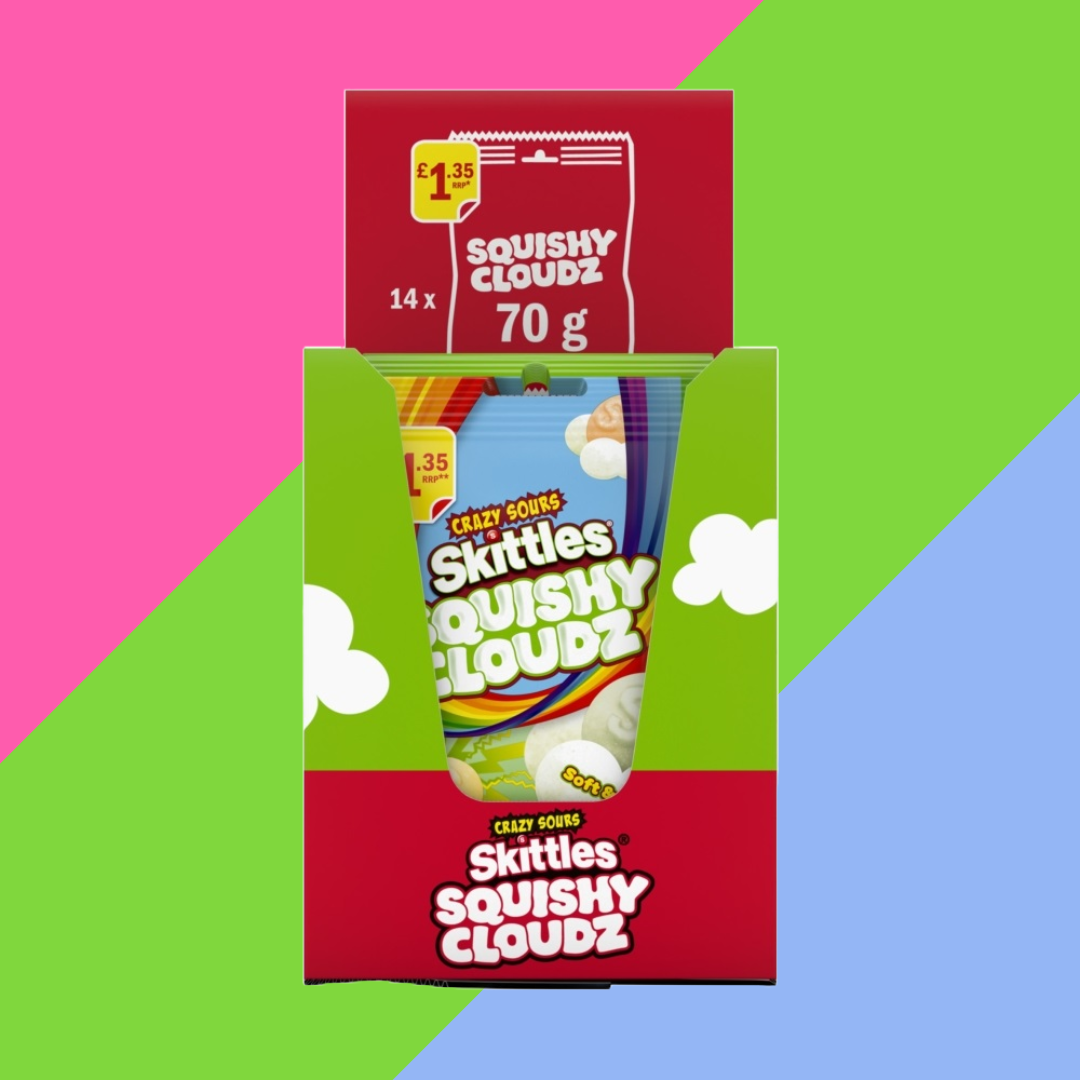 Skittles Squishy Cloudz Sour Sweets Fruit Flavoured Sweets Treat Bag £1.35 PMP 14x70g