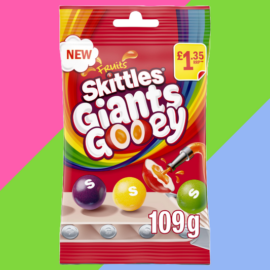 Skittles Giants Gooey Vegan Chewy Sweets Fruit Flavoured Pouch Bag 14x109g £1.35 PMP