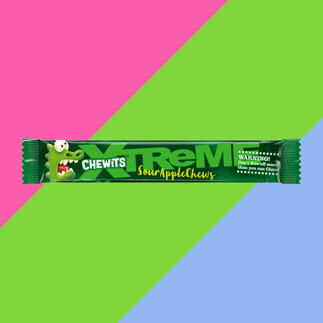 Chewits Xtreme Extremely Sour Apple Chews Packs 24x34g