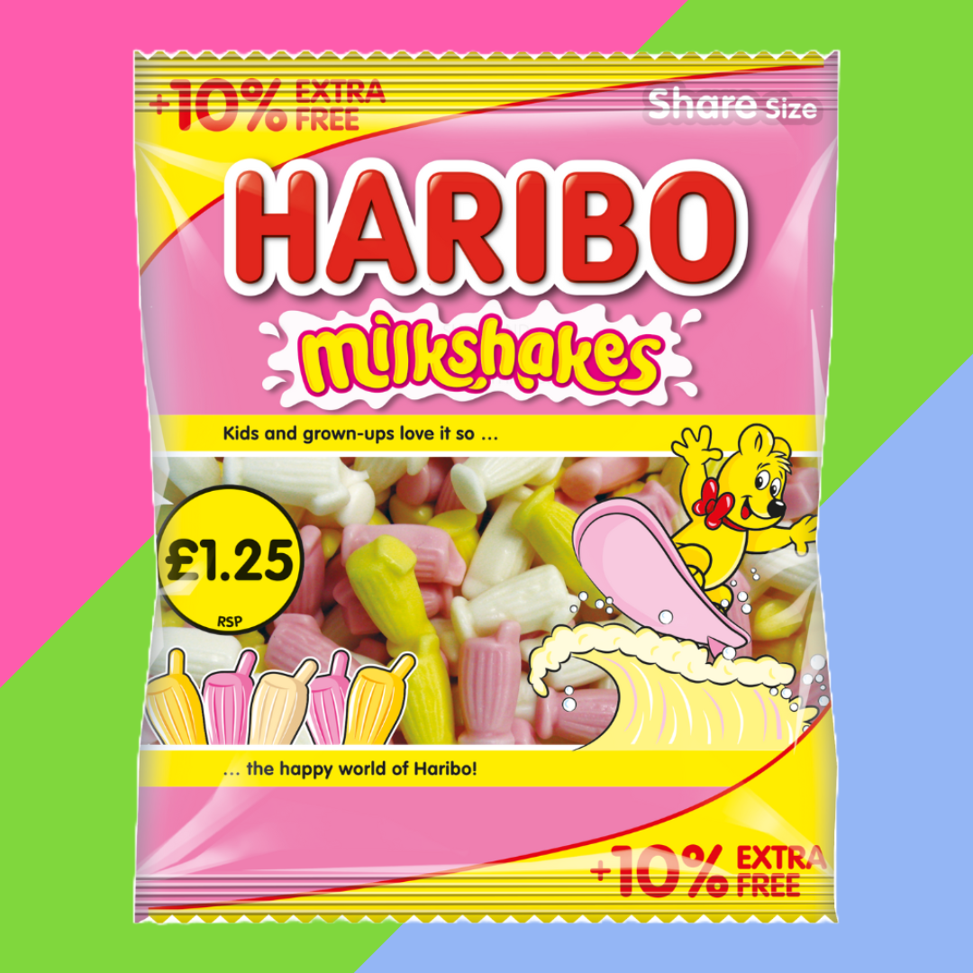 Haribo Milkshakes Bag 12x154g £1.25 PMP + 10% Extra Free