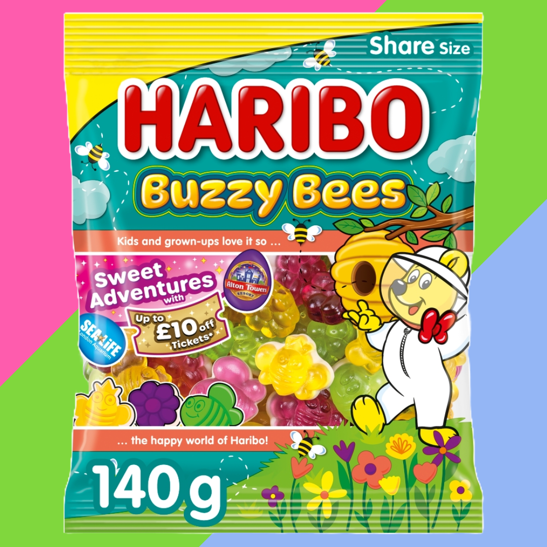 Haribo Buzzy Bees Fruit Flavour Jelly & Foam Sweets Bag 12x140g £1.25 PMP