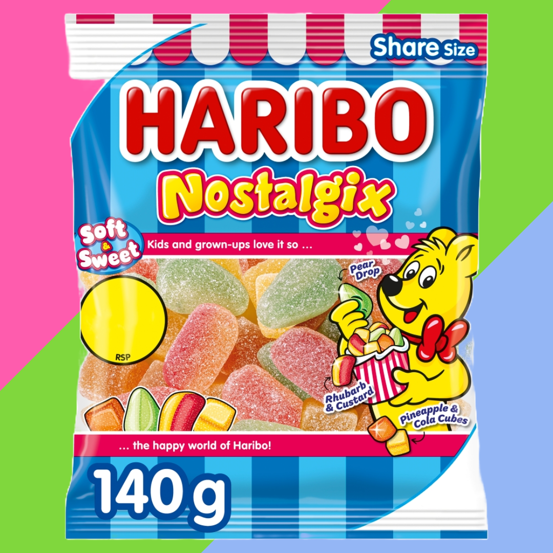 Haribo Nostalgix Sugar Coated Fruit & Cola Flavour Jelly Sweets 12x140g £1.25 PMP