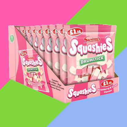 Swizzels Squashies Drumstick Strawberry & Cream Flavour Bag 12 x 120g £1.15 PMP