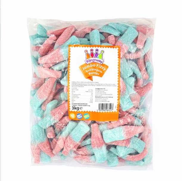 Kingsway Jumbo Fizzy Bubblegum Bottles 3kg