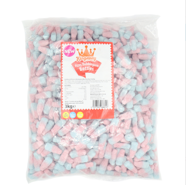 Kingsway Fizzy Bubblegum Bottles 3kg Bag